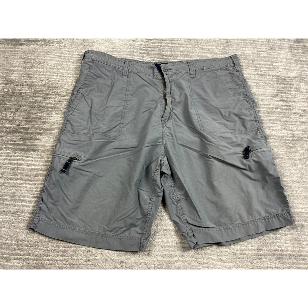 Bailey's Point Cargo Shorts Mens 38 Gray Cotton Nylon Zipper Pockets Utility
